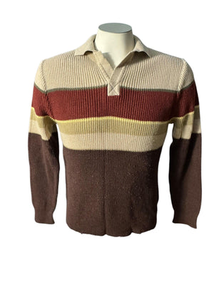 Vintage 70's men's brown striped sweater M Eiffel
