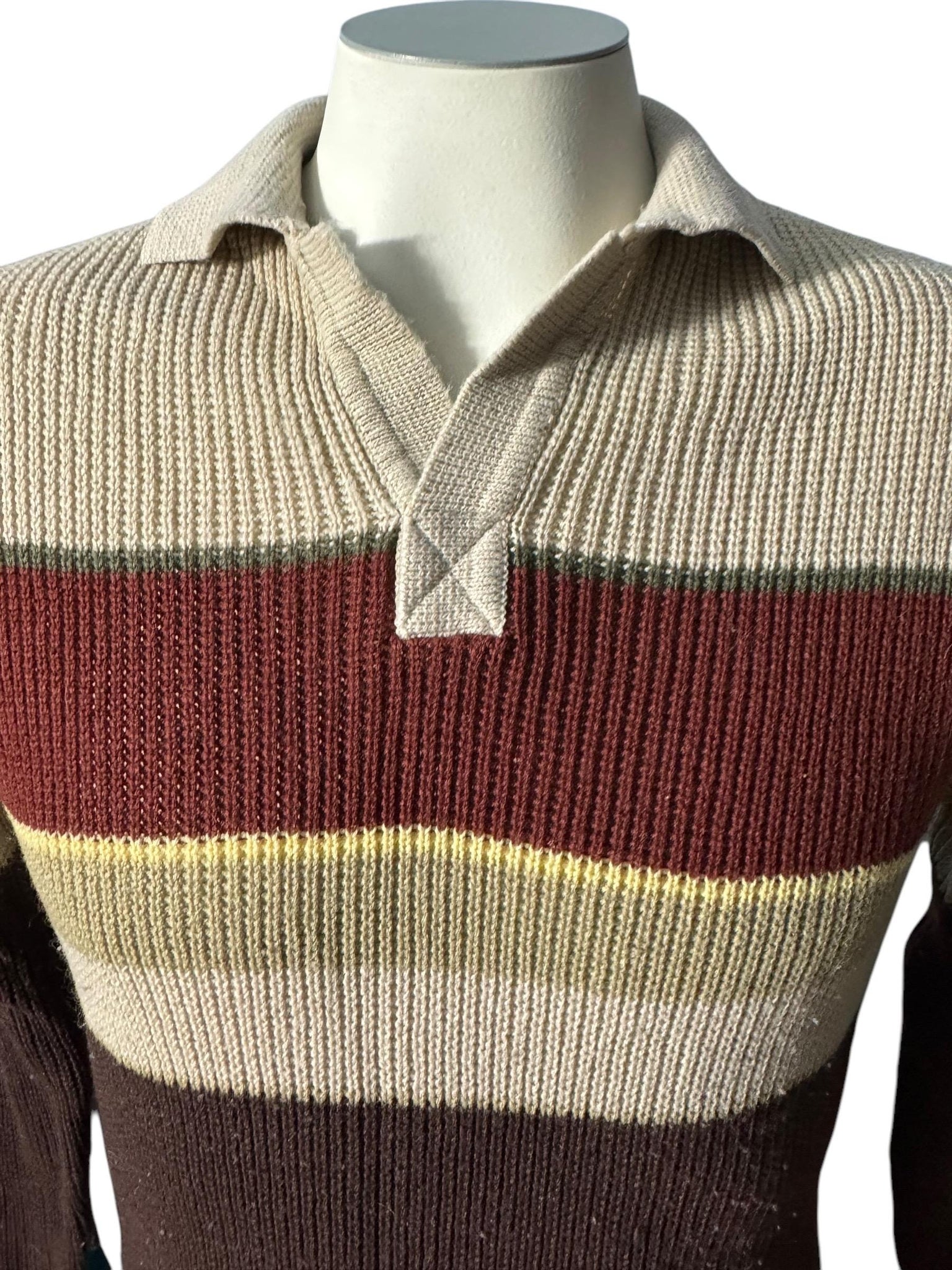 Vintage 70's men's brown striped sweater M Eiffel