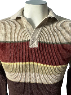 Vintage 70's men's brown striped sweater M Eiffel
