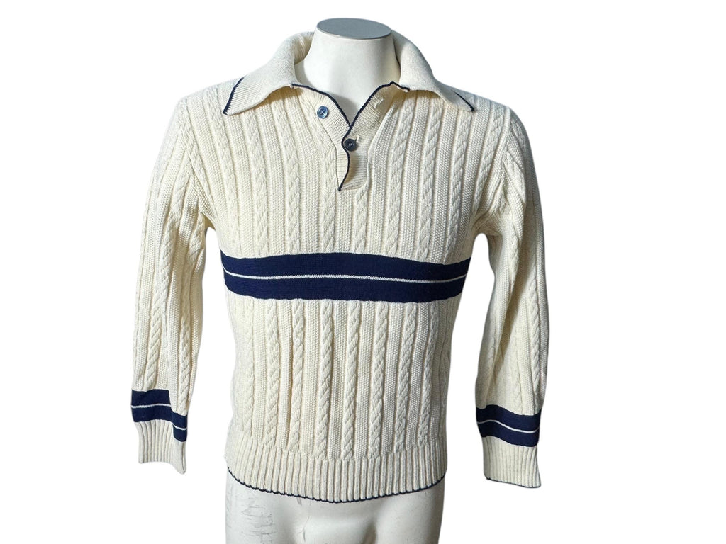 Vintage 70's men's off white & black sweater m