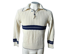 Vintage 70's men's off white & black sweater m