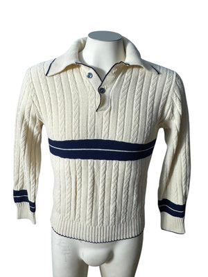 Vintage 70's men's off white & black sweater m