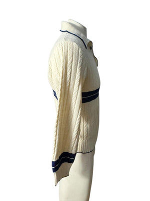 Vintage 70's men's off white & black sweater m