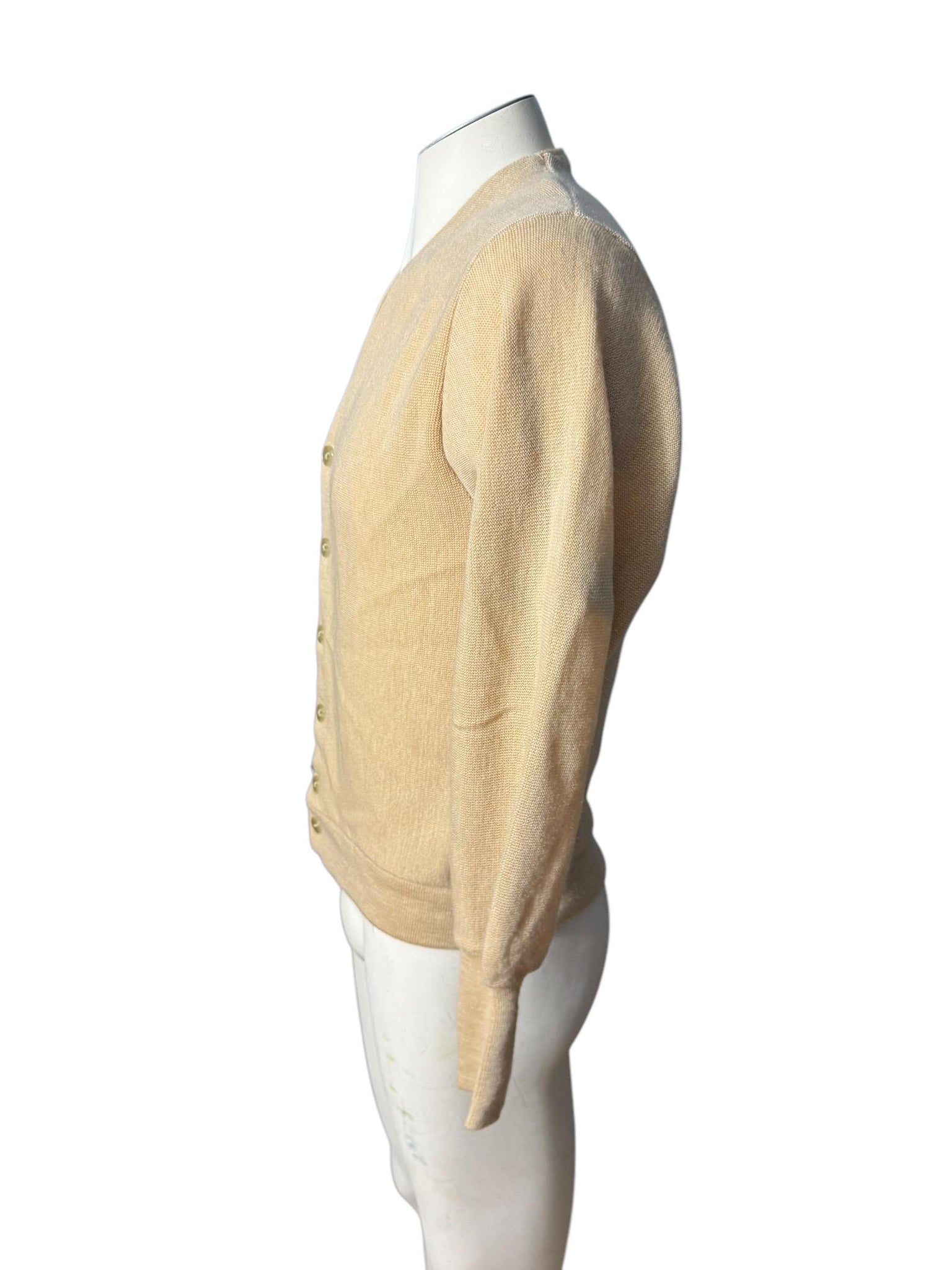 Vintage 70's men's tan cardigan sweater M
