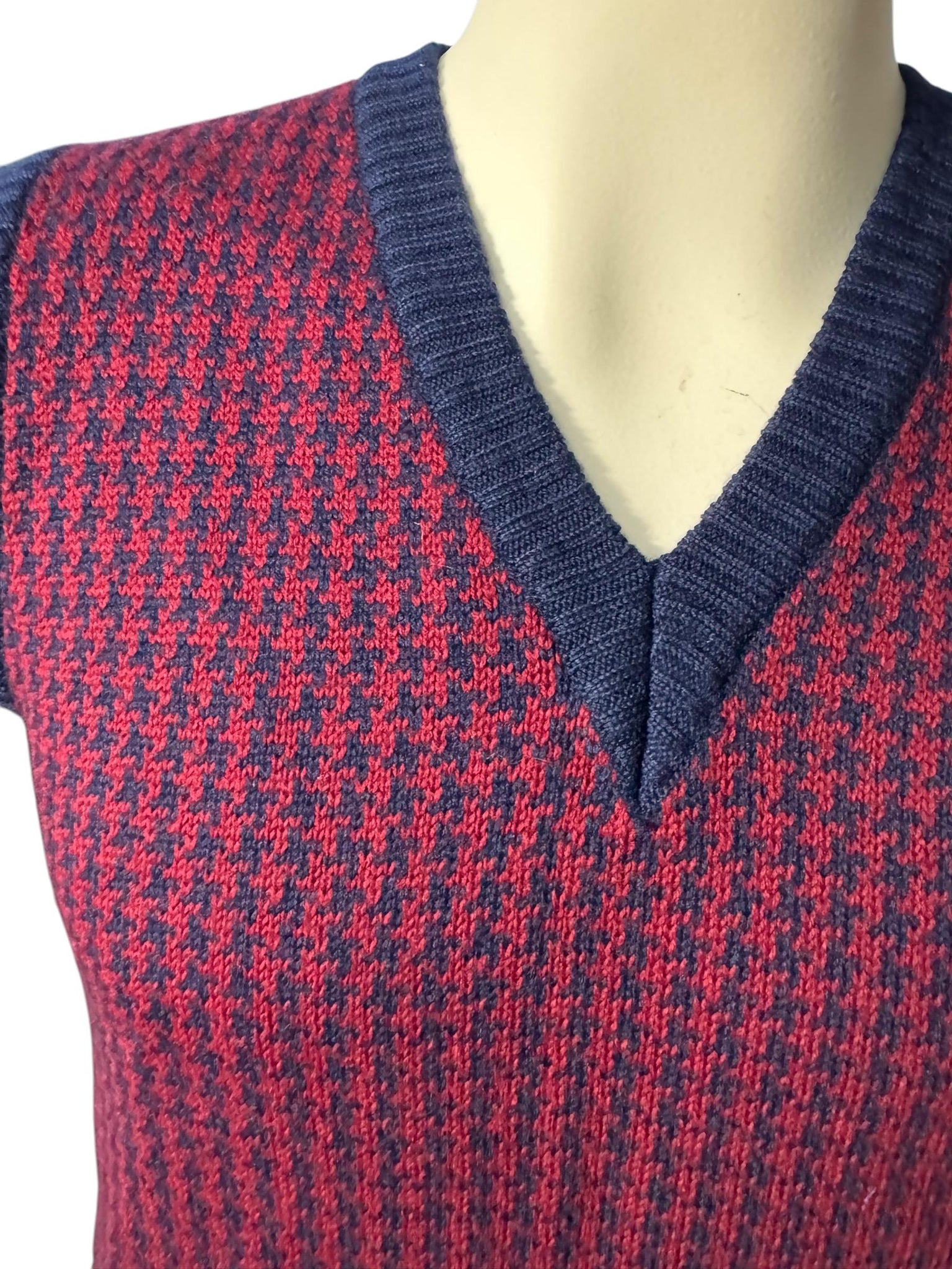 Vintage 70's check sweater vest M The Hecht Co Italy