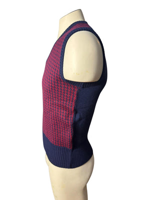 Vintage 70's check sweater vest M The Hecht Co Italy