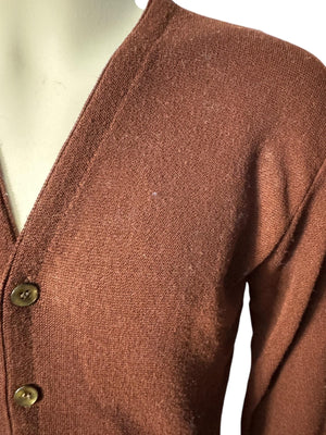 Vintage 60's men's brown cardigan sweater M L