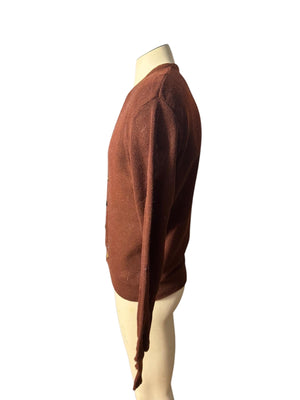 Vintage 60's men's brown cardigan sweater M L