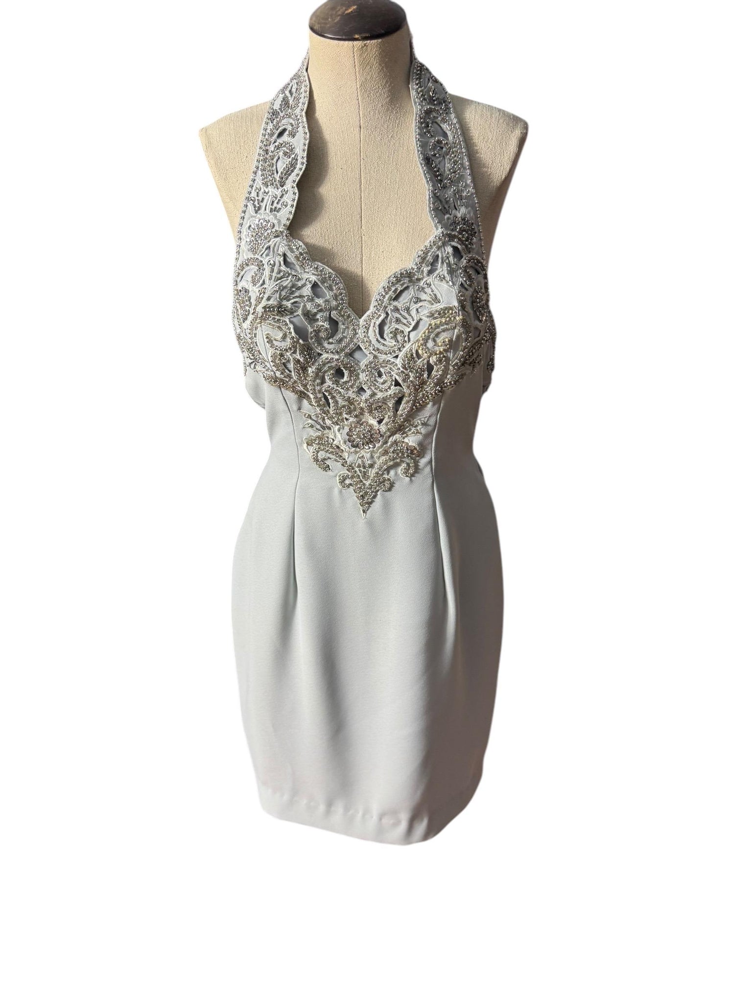 Vintage 80's bead halter dress 8 Alyce Designs