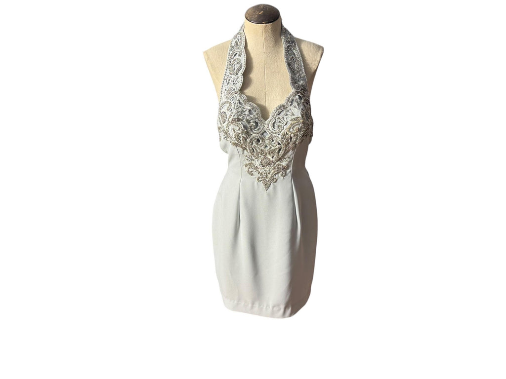 Vintage 80's bead halter dress 8 Alyce Designs