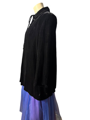 Vintage 50's black velvet quilted jacket S M