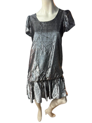 Vintage 80's black & silver metallic dress M Numbers
