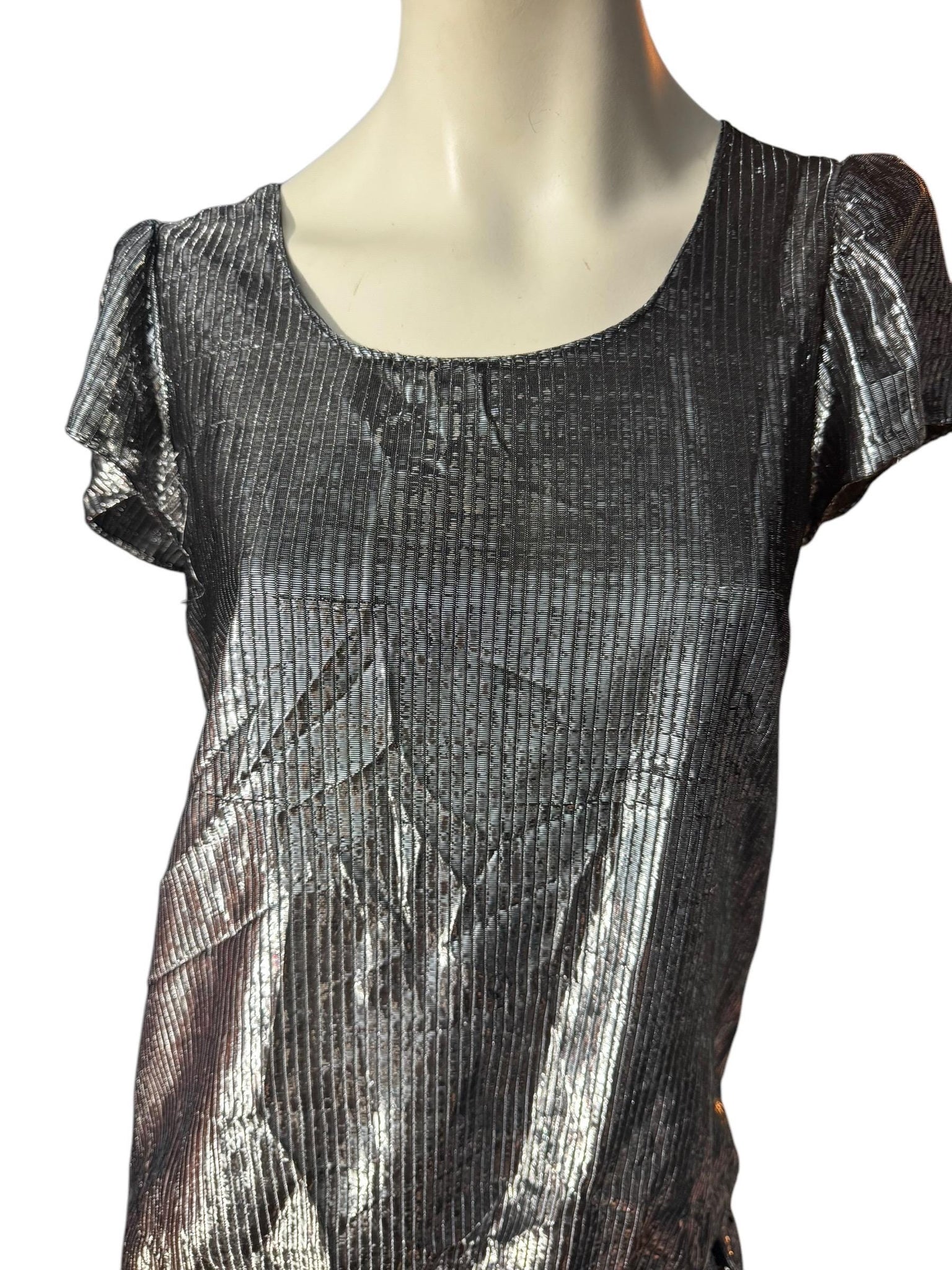 Vintage 80's black & silver metallic dress M Numbers