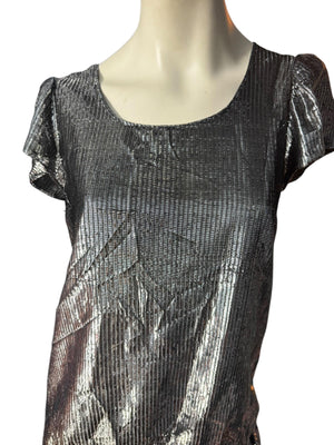Vintage 80's black & silver metallic dress M Numbers