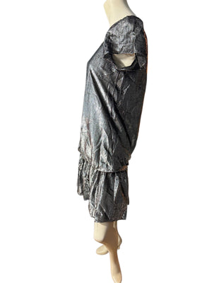 Vintage 80's black & silver metallic dress M Numbers