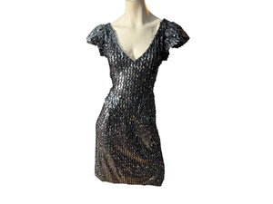 Vintage 80's black & silver sequin dress M