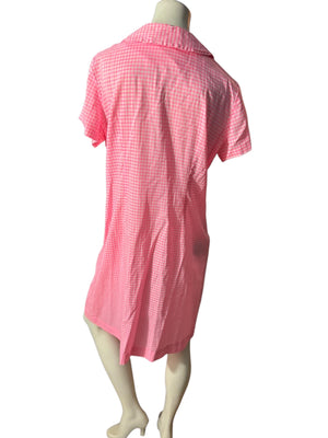 Vintage 60's pink check day dress L