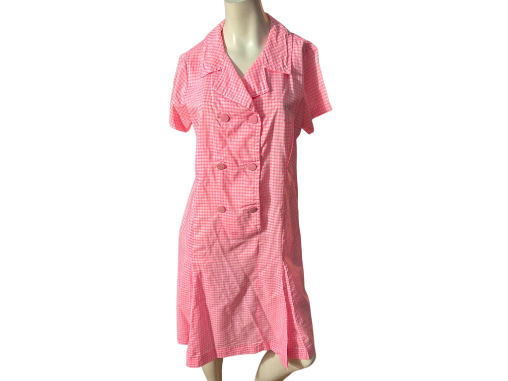 Vintage 60's pink check day dress L