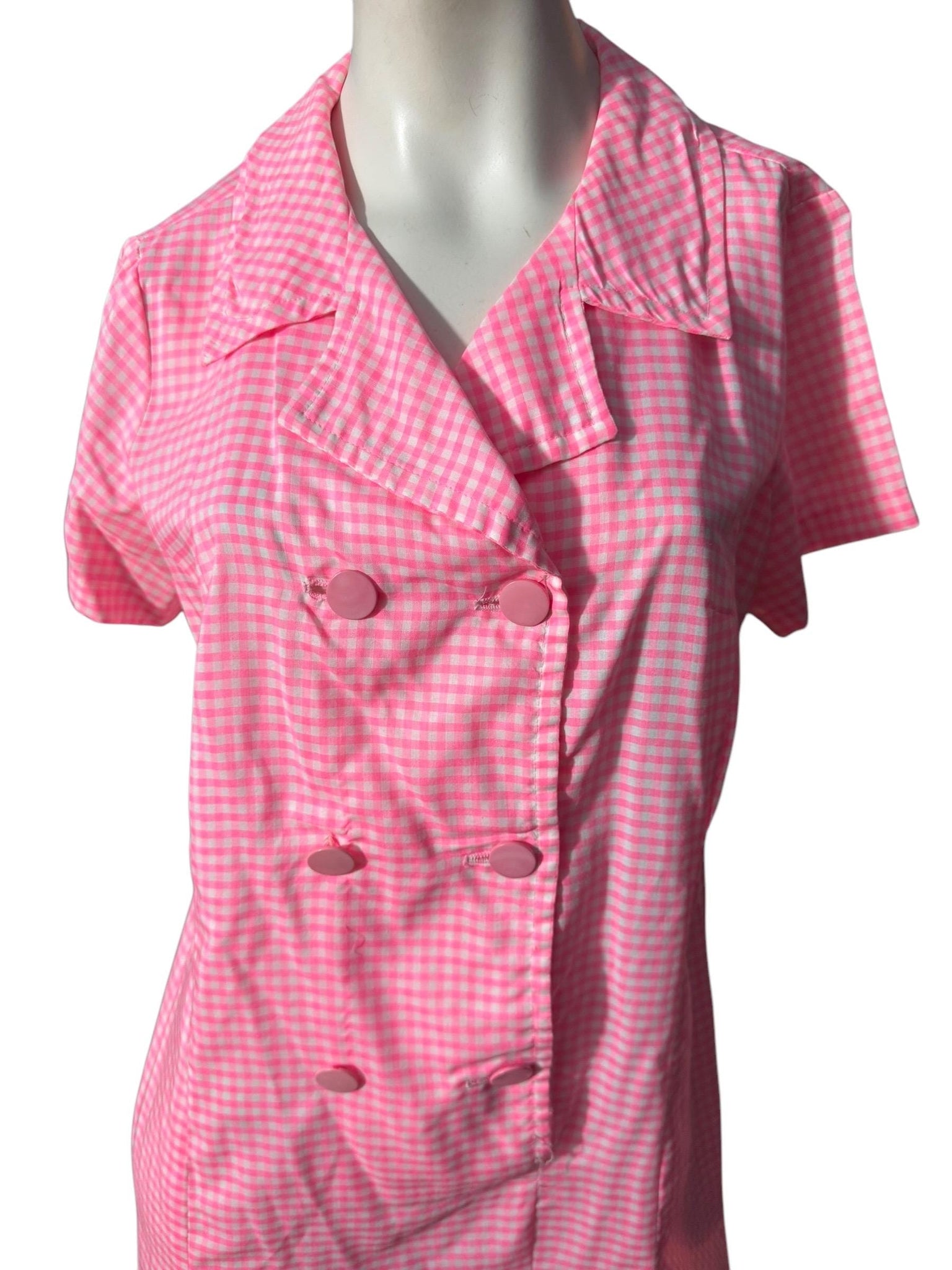 Vintage 60's pink check day dress L
