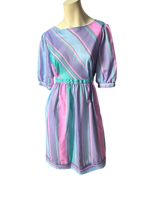 Vintage 80's Puccini purple striped dress M