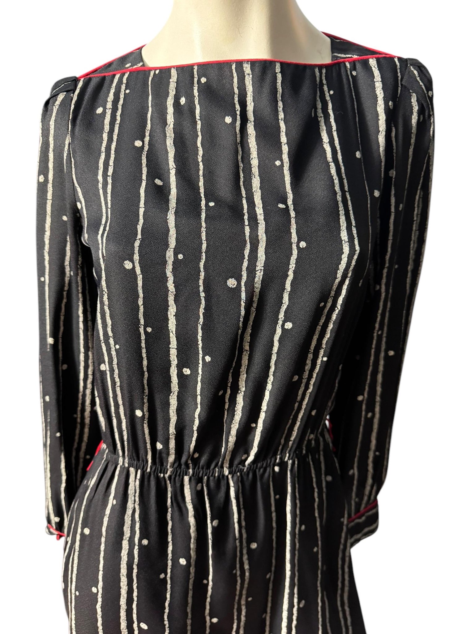 Vintage 80's black white red dress M Kardessa