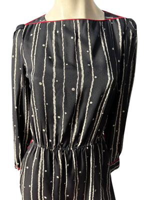 Vintage 80's black white red dress M Kardessa