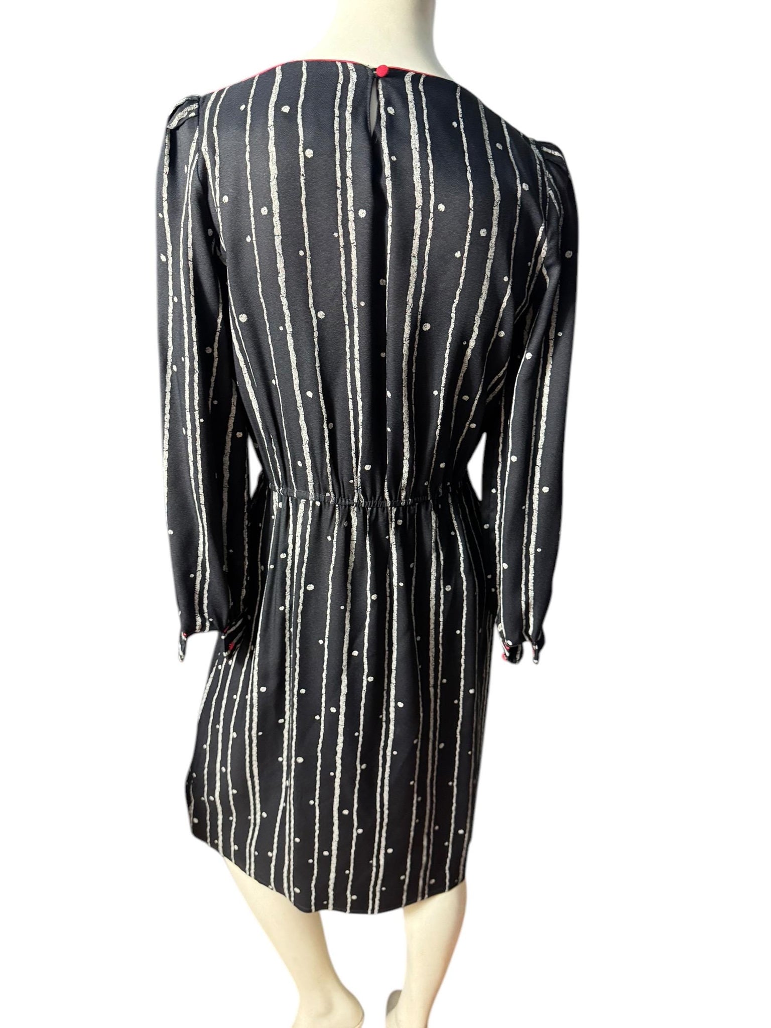 Vintage 80's black white red dress M Kardessa