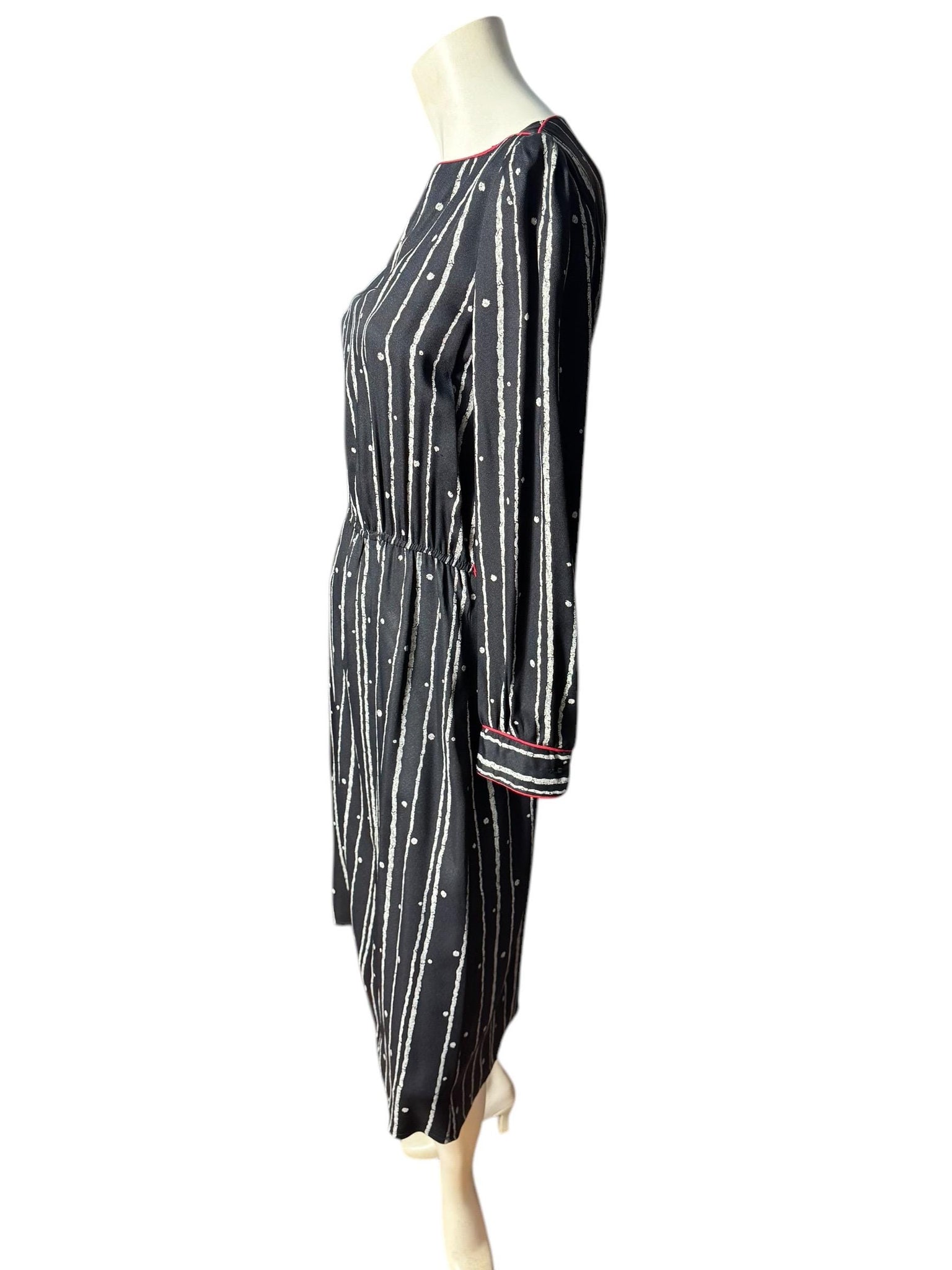 Vintage 80's black white red dress M Kardessa