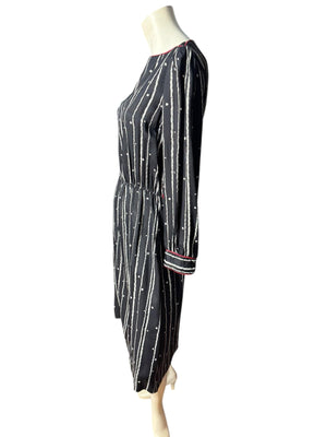 Vintage 80's black white red dress M Kardessa