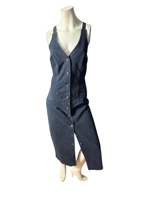 Vintage 80's black jean dress 5/6 S Timeless Tickets