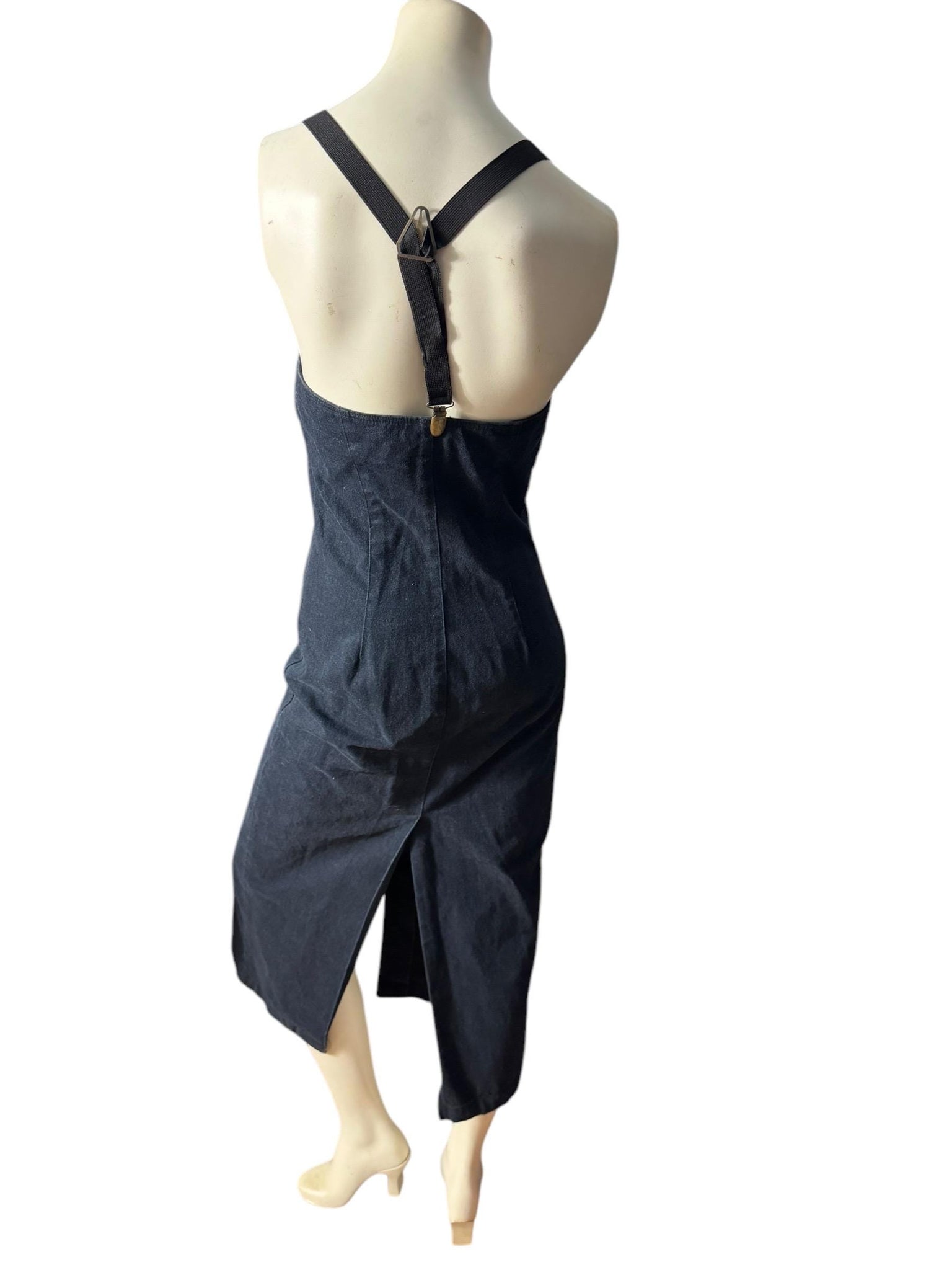 Vintage 80's black jean dress 5/6 S Timeless Tickets