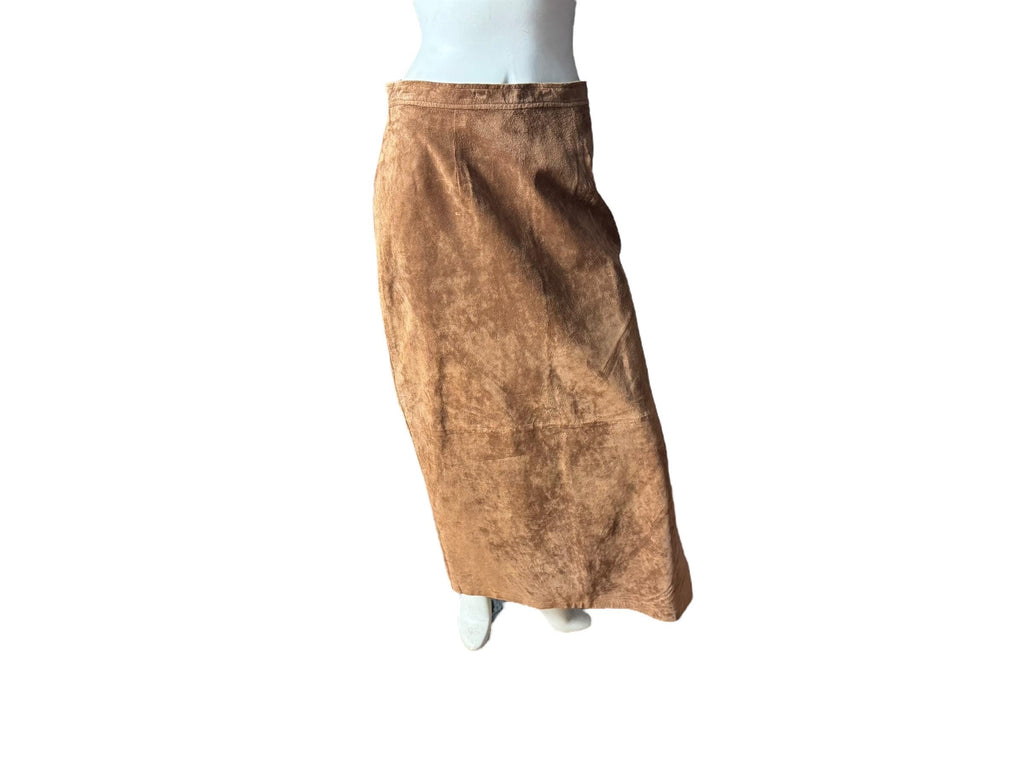 Vintage 80's brown suede long skirt 10 Charter Club