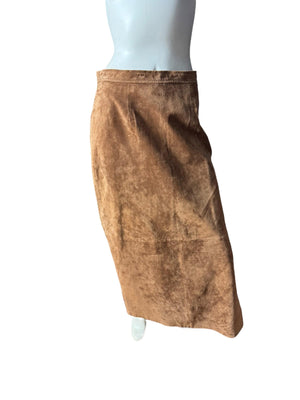Vintage 80's brown suede long skirt 10 Charter Club