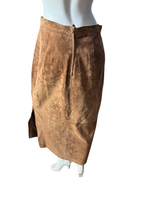 Vintage 80's brown suede long skirt 10 Charter Club
