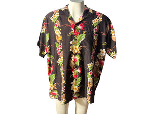 Vintage 70's brown Hawaiian shirt tiki XL 2XL
