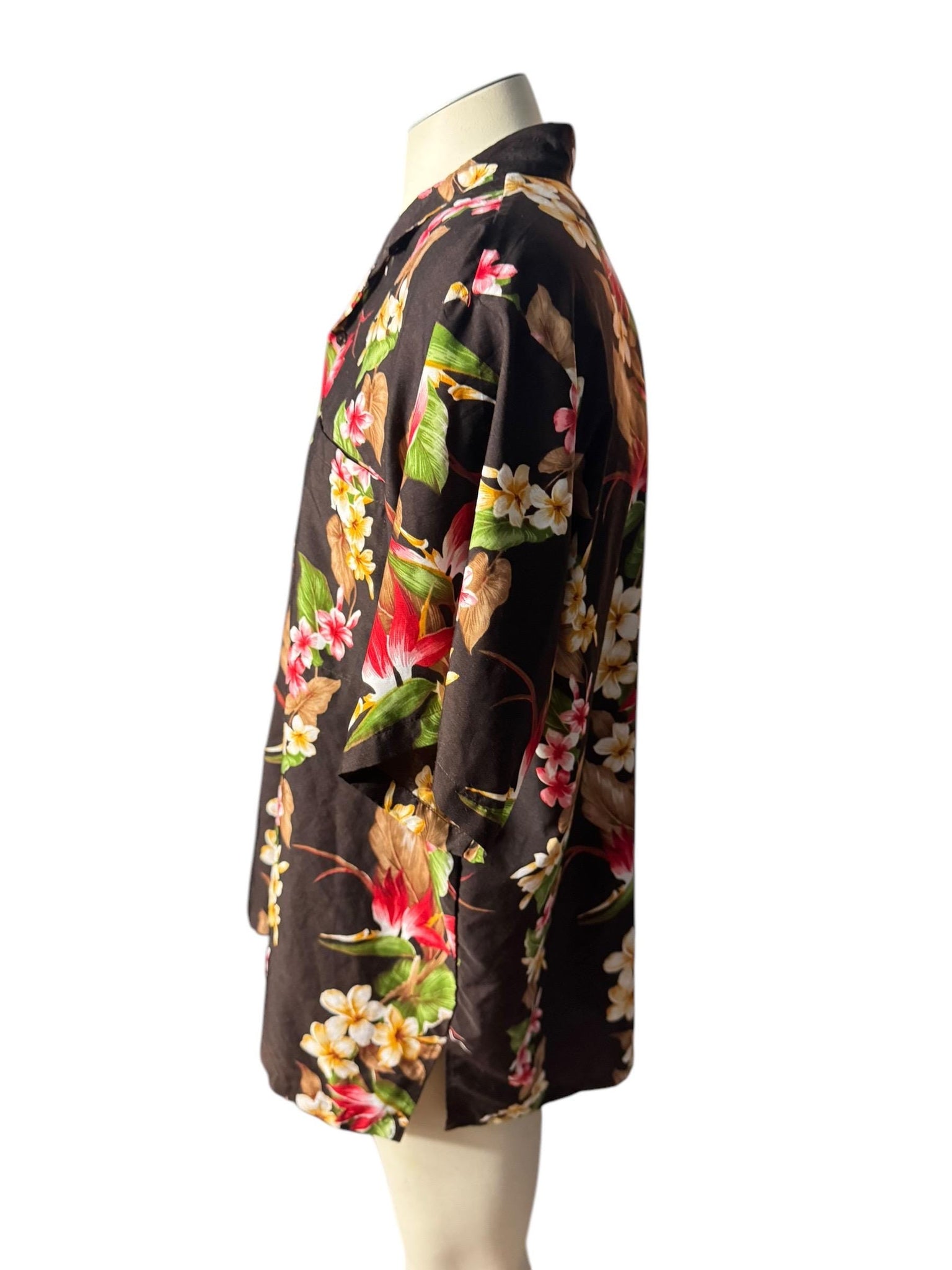 Vintage 70's brown Hawaiian shirt tiki XL 2XL