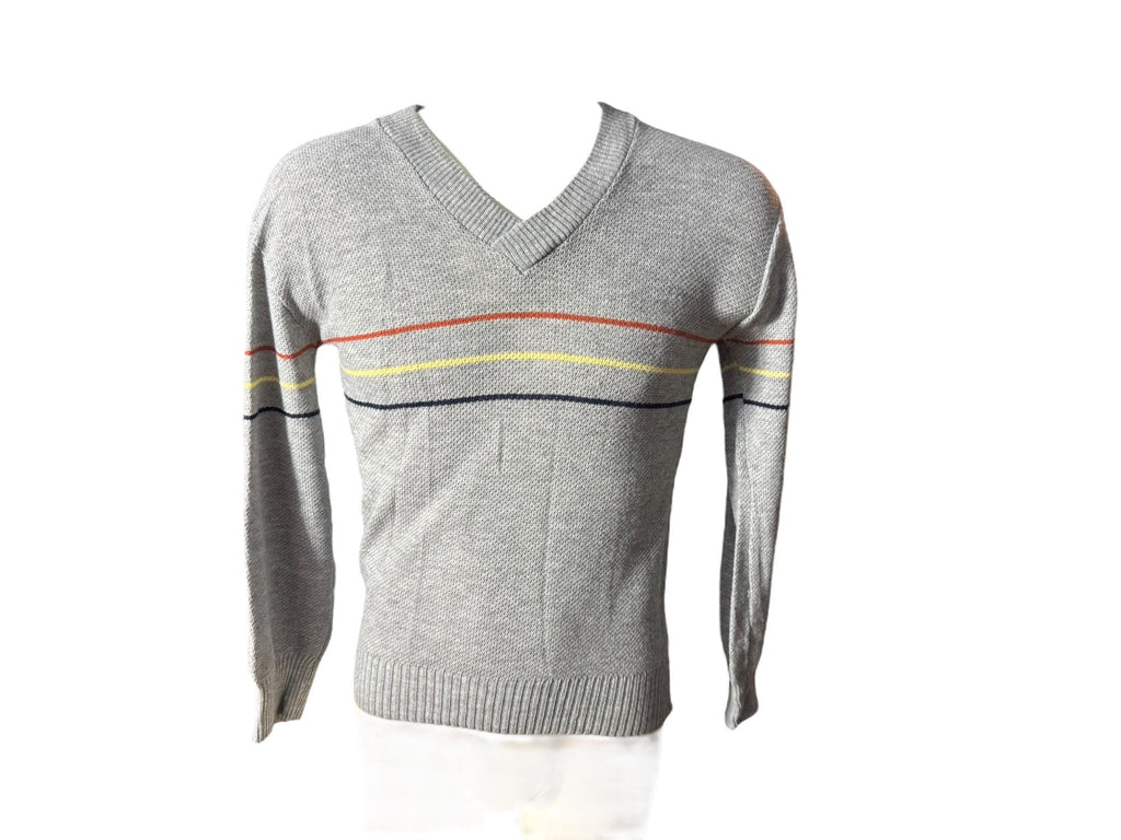 Vintage 70's men's gray striped sweater M