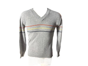Vintage 70's men's gray striped sweater M