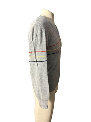 Vintage 70's men's gray striped sweater M