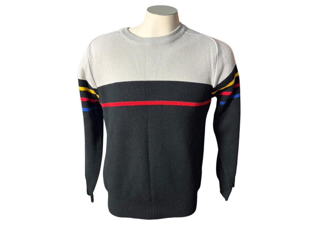 Vintage 70's men's black striped sweater M