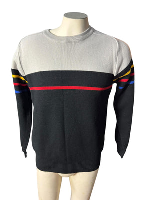 Vintage 70's men's black striped sweater M