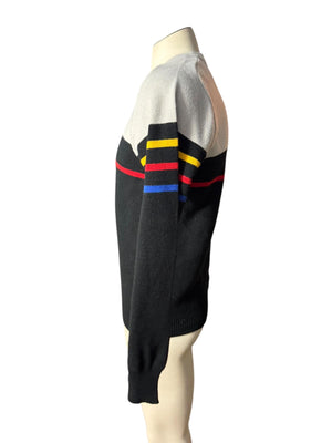Vintage 70's men's black striped sweater M