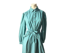 Vintage 80’s striped blue shirt dress 16 Schrader Sport