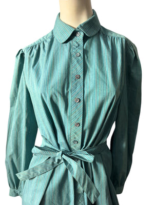 Vintage 80’s striped blue shirt dress 16 Schrader Sport