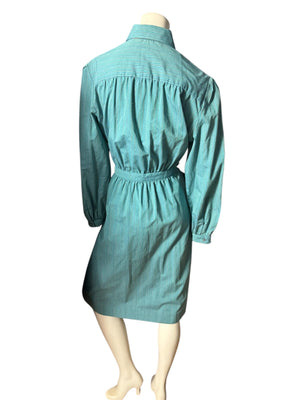 Vintage 80’s striped blue shirt dress 16 Schrader Sport