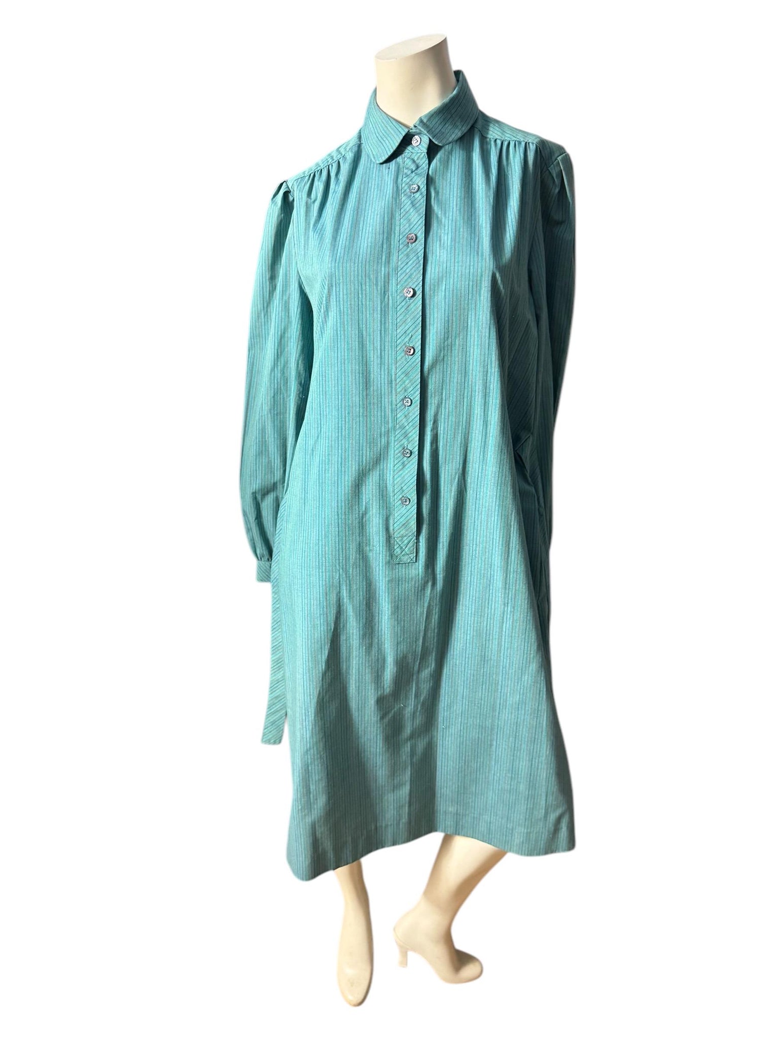 Vintage 80’s striped blue shirt dress 16 Schrader Sport