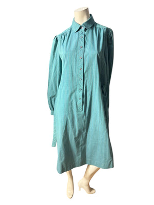 Vintage 80’s striped blue shirt dress 16 Schrader Sport