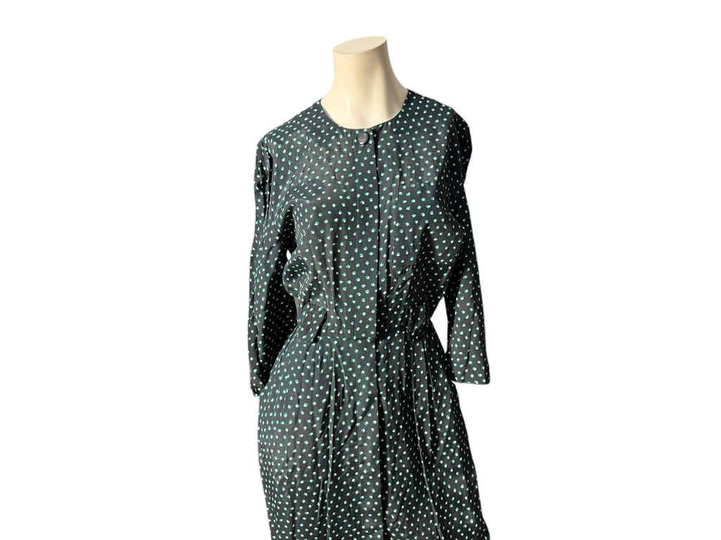 Vintage 80's navy polka dot dress M REO Originals