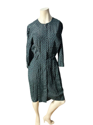 Vintage 80's navy polka dot dress M REO Originals