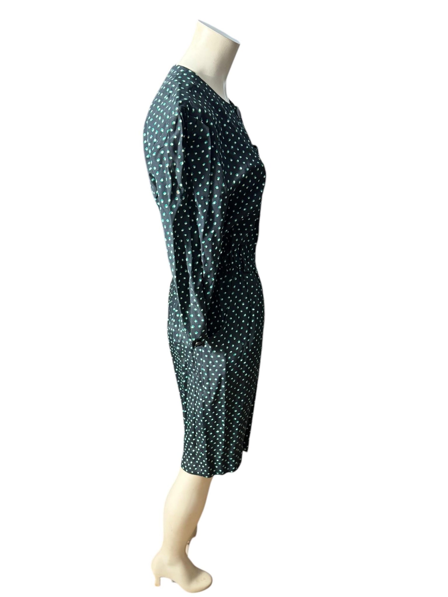 Vintage 80's navy polka dot dress M REO Originals
